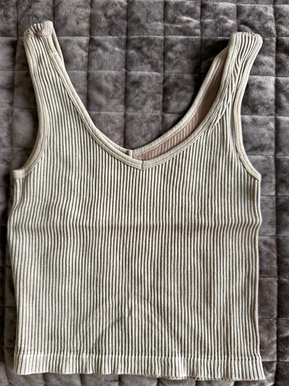 NWOT Ribbed V-Neck Tank Top in Tan